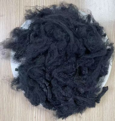 Un buen precio. Fibra de grapa de poliéster virgen 3D de 150 mm Negro para hilado de fibra de poliéster en línea